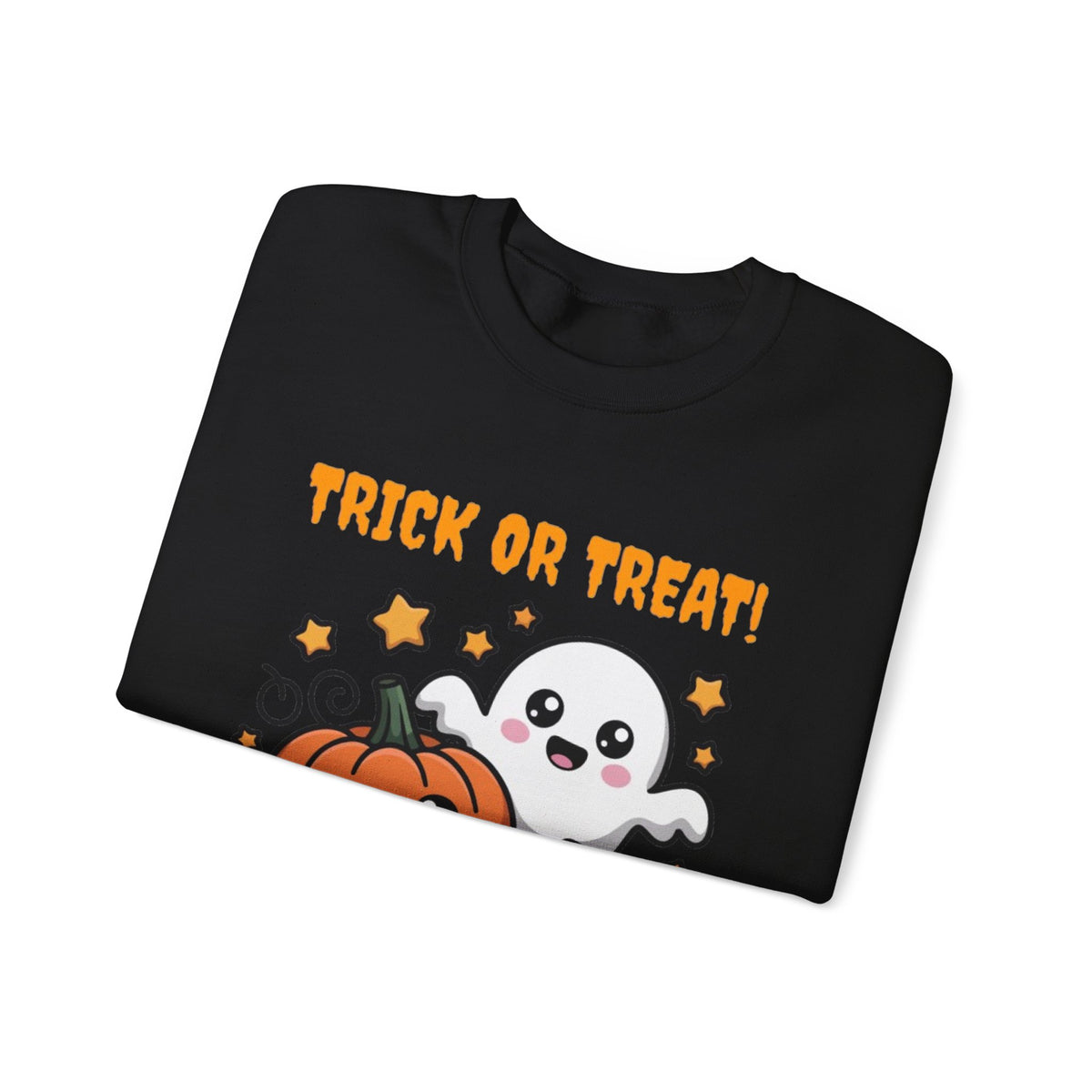 Halloween "Trick or Treat" Sweatshirt — Cute Ghost & Pumpkins Crewneck