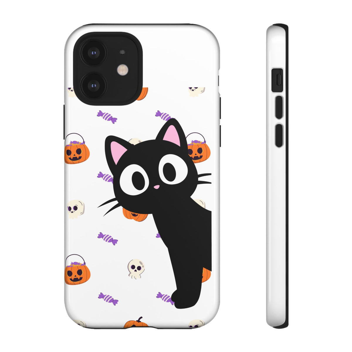 Halloween Black Cat Phone Case — Cute Trick-or-Treat Pattern Tough Case