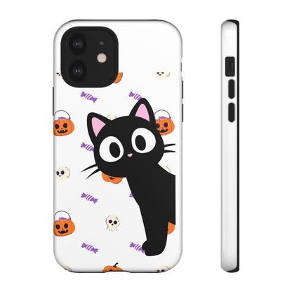 Halloween Black Cat Phone Case — Cute Trick-or-Treat Pattern Tough Case