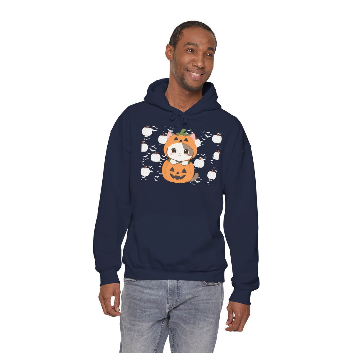 Halloween Pumpkin Cat Hoodie — Cute Jack-O'-Lantern Kitten Sweatshirt