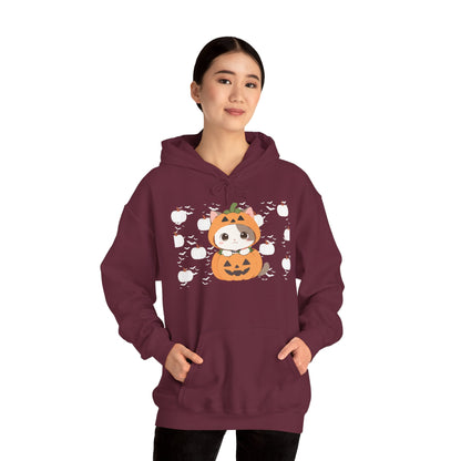 Halloween Pumpkin Cat Hoodie — Cute Jack-O'-Lantern Kitten Sweatshirt