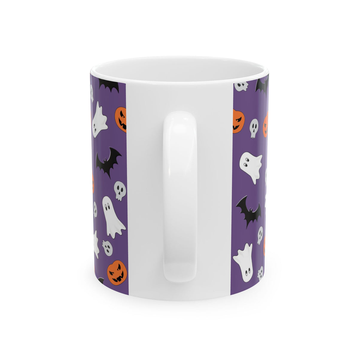 Halloween Black Cat Mug — Cute Witch Cat, Ghosts & Pumpkins Ceramic Coffee Cup (11oz/15oz)