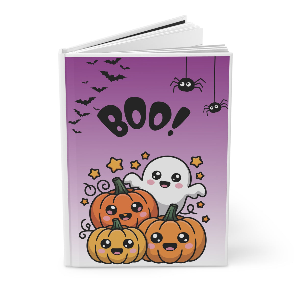 Halloween Boo! Cute Ghost & Pumpkins Hardcover Journal (Lined)