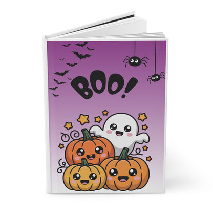 Halloween Boo! Cute Ghost & Pumpkins Hardcover Journal (Lined)
