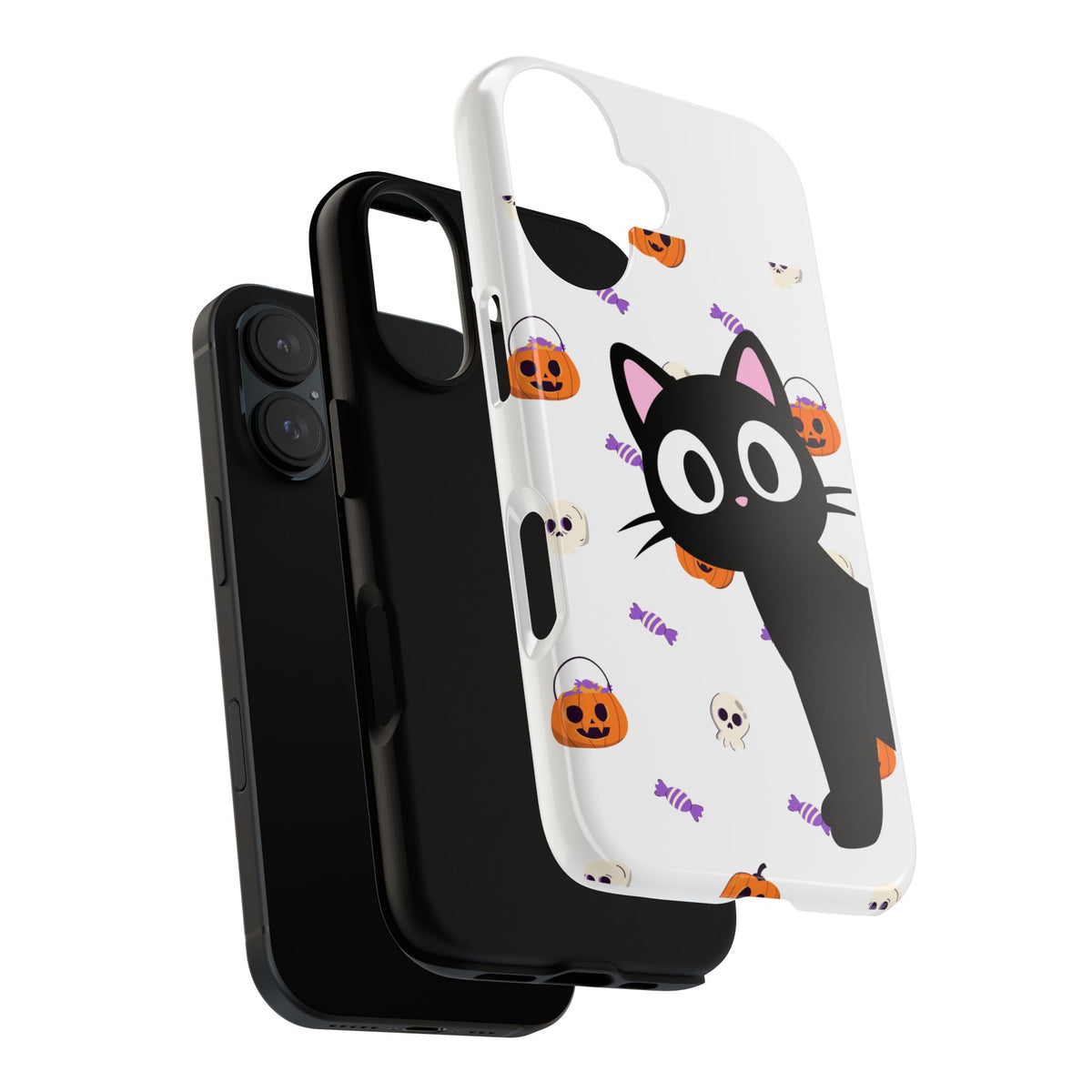 Halloween Black Cat Phone Case — Cute Trick-or-Treat Pattern Tough Case