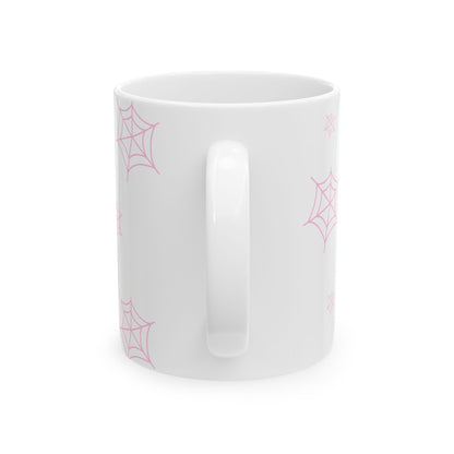 Cute Pink Ghost Halloween Mug — Sparkly Bow Pumpkin Coffee Cup (11oz & 15oz)