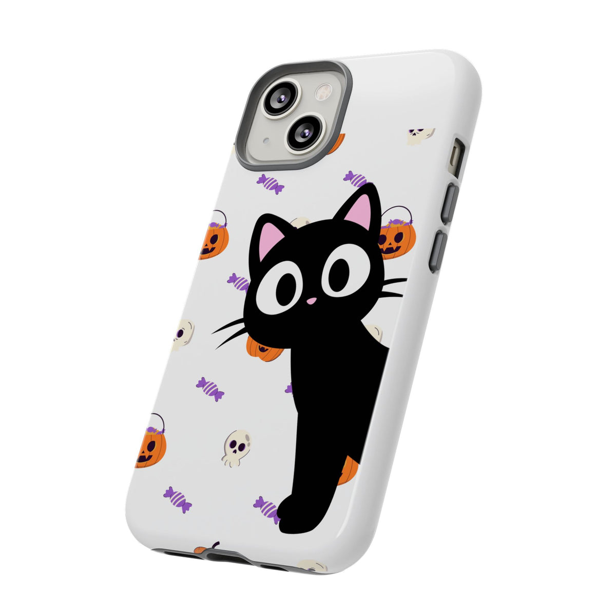 Halloween Black Cat Phone Case — Cute Trick-or-Treat Pattern Tough Case