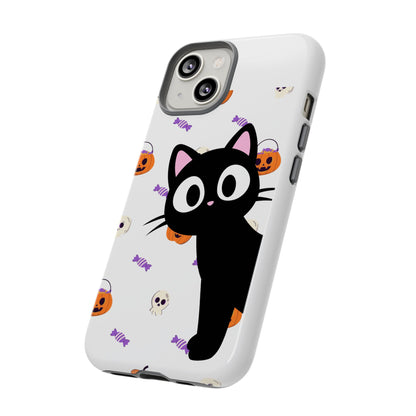 Halloween Black Cat Phone Case — Cute Trick-or-Treat Pattern Tough Case