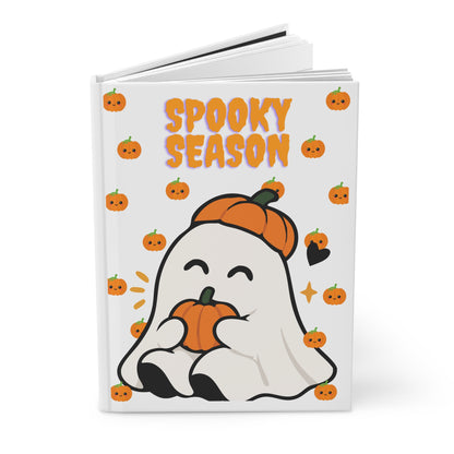 Spooky Season Hardcover Journal — Pumpkin Spice & Cute Ghost Lined Notebook
