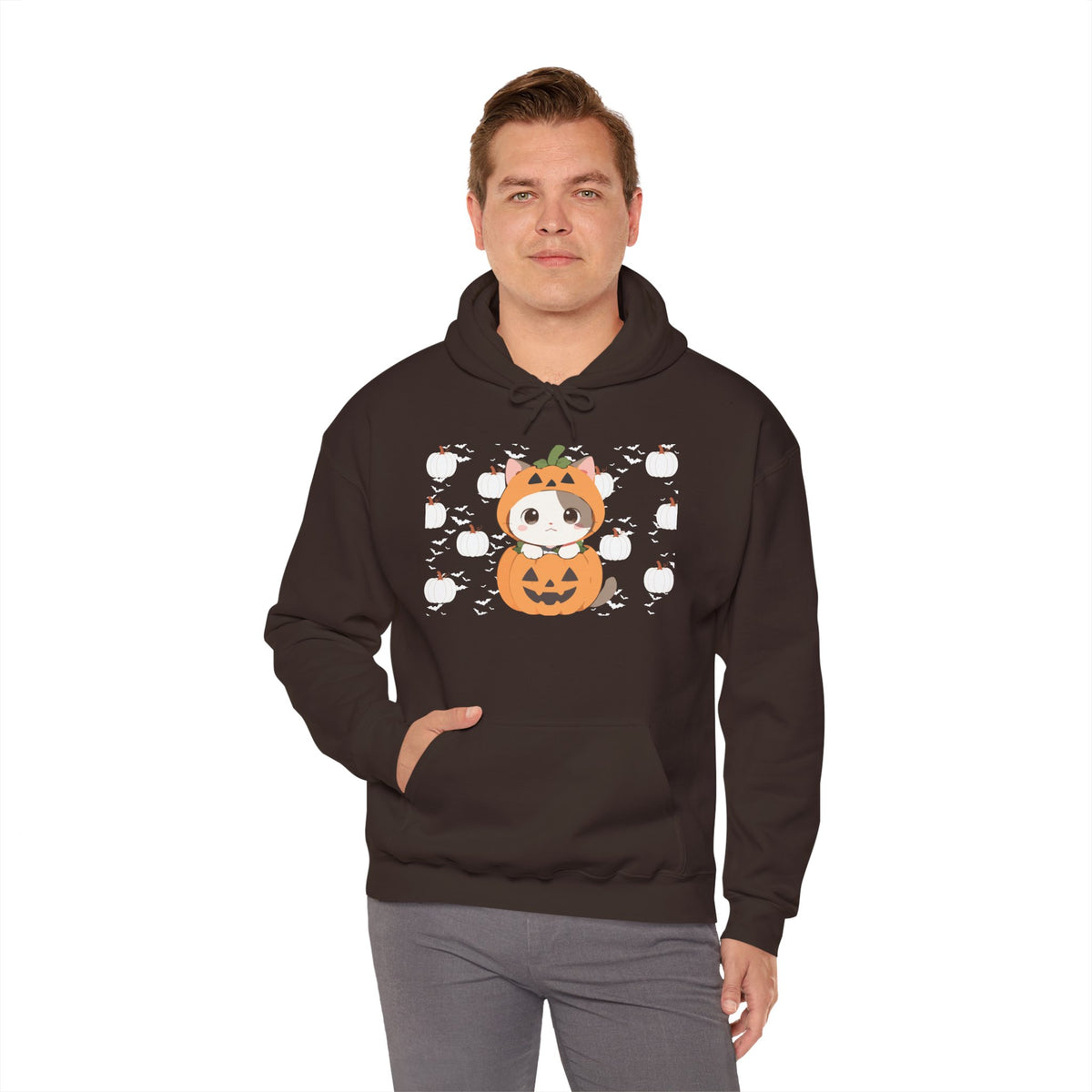 Halloween Pumpkin Cat Hoodie — Cute Jack-O'-Lantern Kitten Sweatshirt