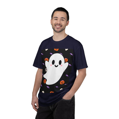 Ghost Pattern T-Shirt — Cute Halloween Pumpkin & Candy Tee