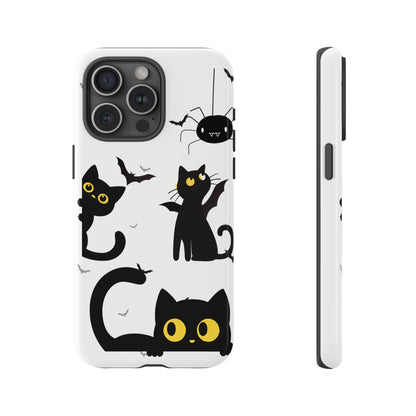 Cute Black Cats Halloween Phone Case - Spooky Bat & Spider iPhone Cover