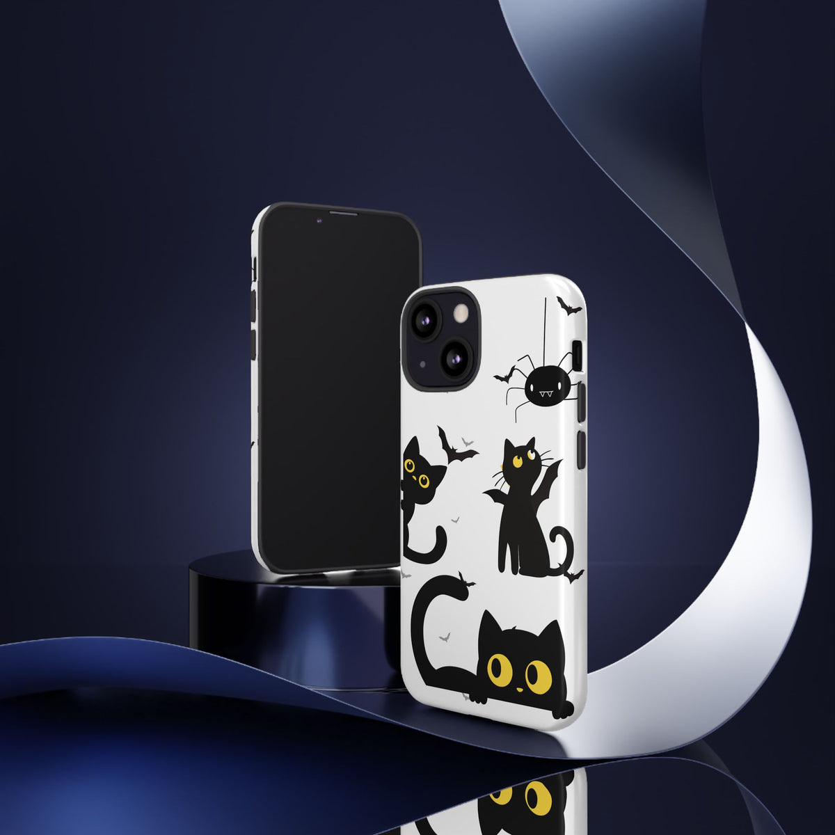 Cute Black Cats Halloween Phone Case - Spooky Bat & Spider iPhone Cover
