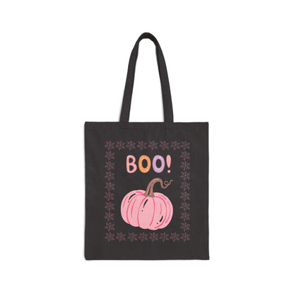 Halloween Pumpkin Tote Bag — "Boo!" & "Witchy & Wonderful" Cotton Canvas Tote