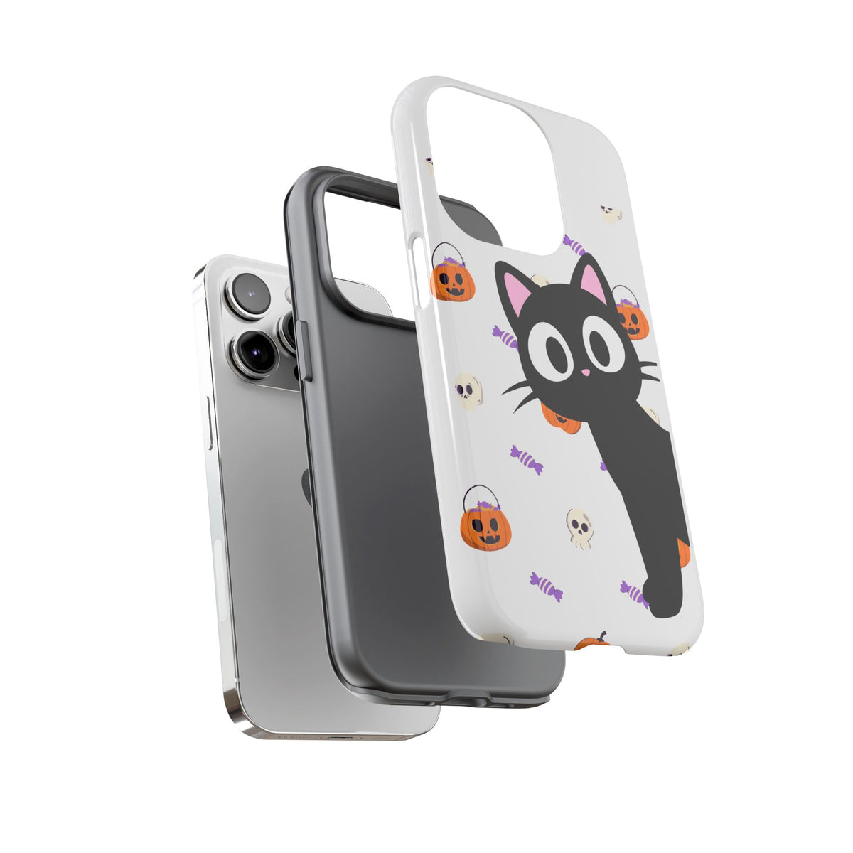 Halloween Black Cat Phone Case — Cute Trick-or-Treat Pattern Tough Case