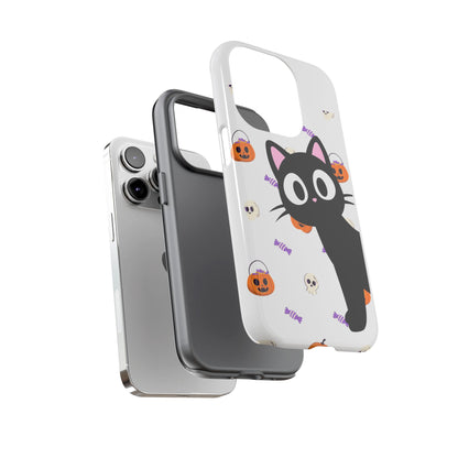 Halloween Black Cat Phone Case — Cute Trick-or-Treat Pattern Tough Case