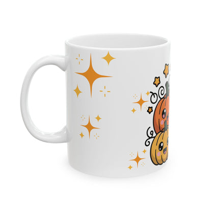 Cute Halloween Ghost & Pumpkins Ceramic Mug (11oz/15oz)