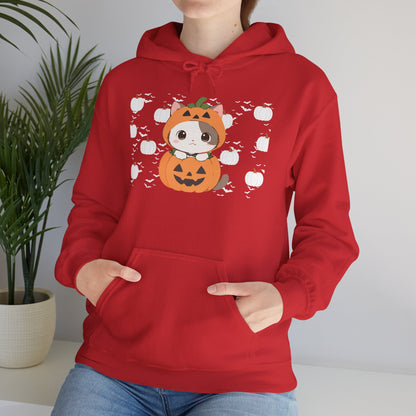 Halloween Pumpkin Cat Hoodie — Cute Jack-O'-Lantern Kitten Sweatshirt