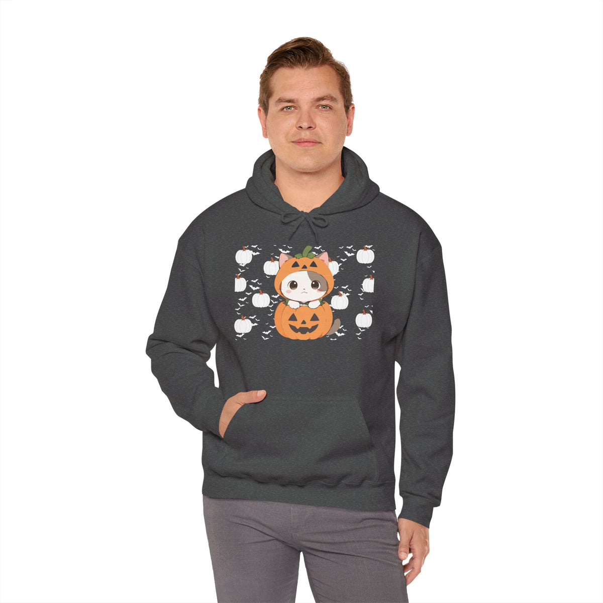 Halloween Pumpkin Cat Hoodie — Cute Jack-O'-Lantern Kitten Sweatshirt
