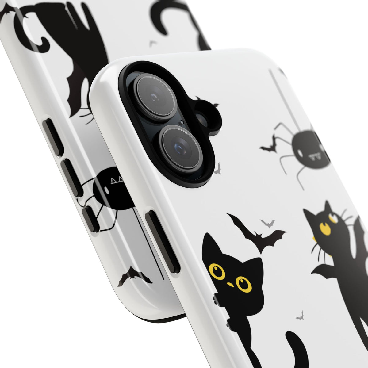 Cute Black Cats Halloween Phone Case - Spooky Bat & Spider iPhone Cover