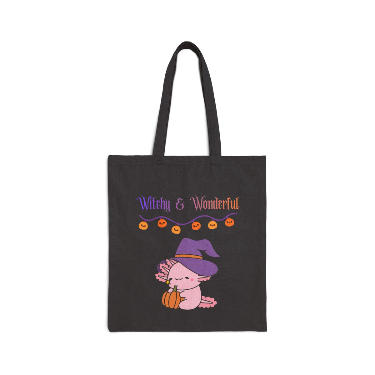 Halloween Pumpkin Tote Bag — "Boo!" & "Witchy & Wonderful" Cotton Canvas Tote