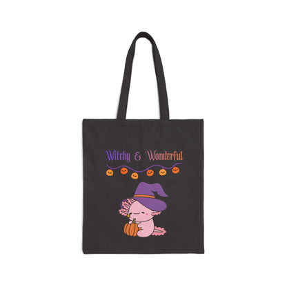 Halloween Pumpkin Tote Bag — "Boo!" & "Witchy & Wonderful" Cotton Canvas Tote