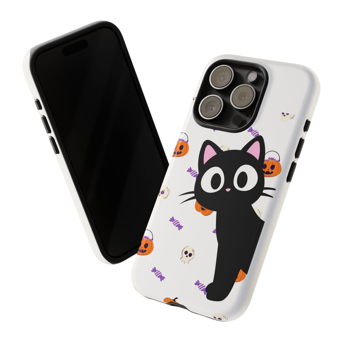 Halloween Black Cat Phone Case — Cute Trick-or-Treat Pattern Tough Case