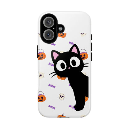 Halloween Black Cat Phone Case — Cute Trick-or-Treat Pattern Tough Case