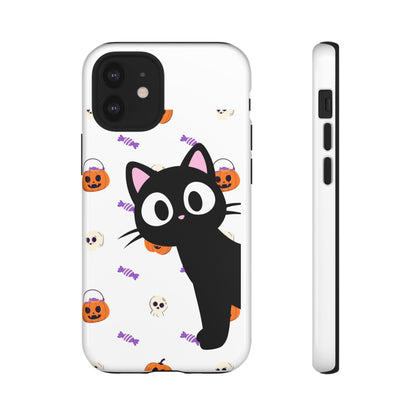 Halloween Black Cat Phone Case — Cute Trick-or-Treat Pattern Tough Case