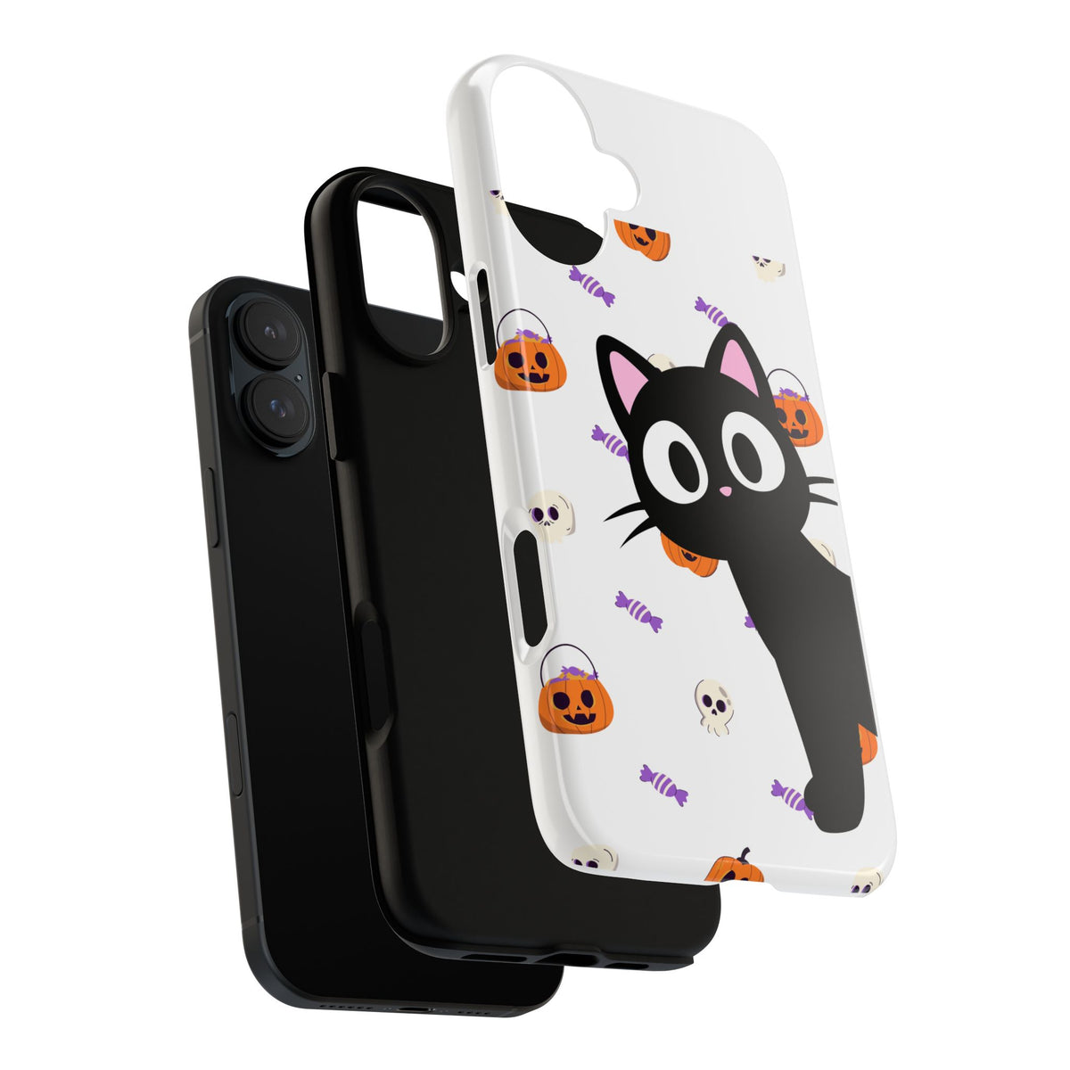 Halloween Black Cat Phone Case — Cute Trick-or-Treat Pattern Tough Case