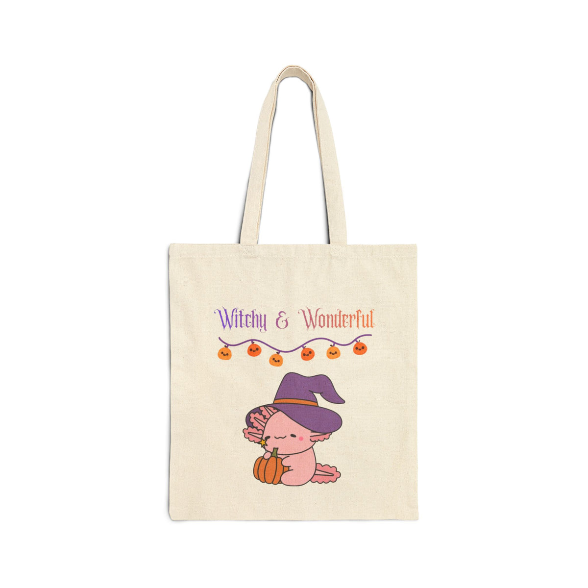 Halloween Pumpkin Tote Bag — "Boo!" & "Witchy & Wonderful" Cotton Canvas Tote