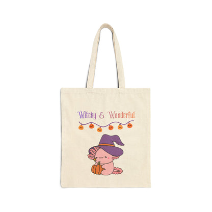 Halloween Pumpkin Tote Bag — "Boo!" & "Witchy & Wonderful" Cotton Canvas Tote