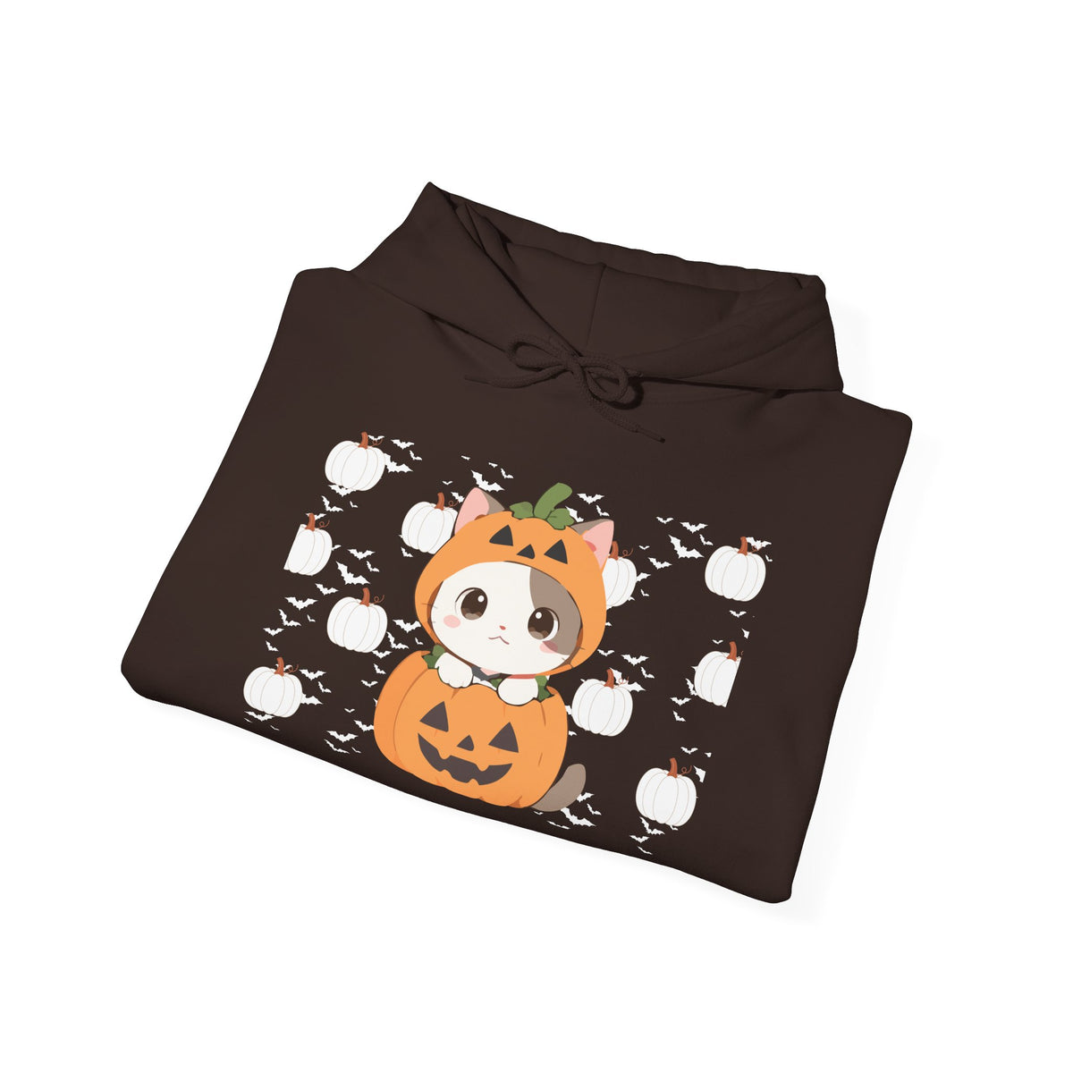 Halloween Pumpkin Cat Hoodie — Cute Jack-O'-Lantern Kitten Sweatshirt