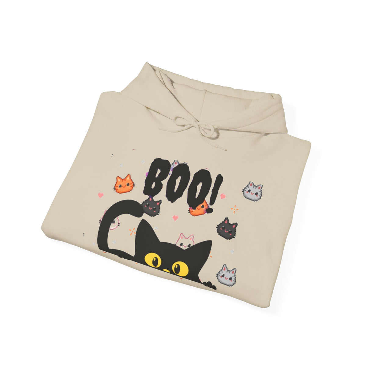 Halloween Cat 'Boo' Hoodie – Cute Spooky Black Cat Pullover