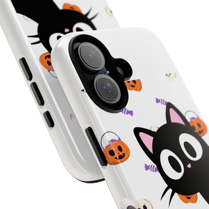 Halloween Black Cat Phone Case — Cute Trick-or-Treat Pattern Tough Case