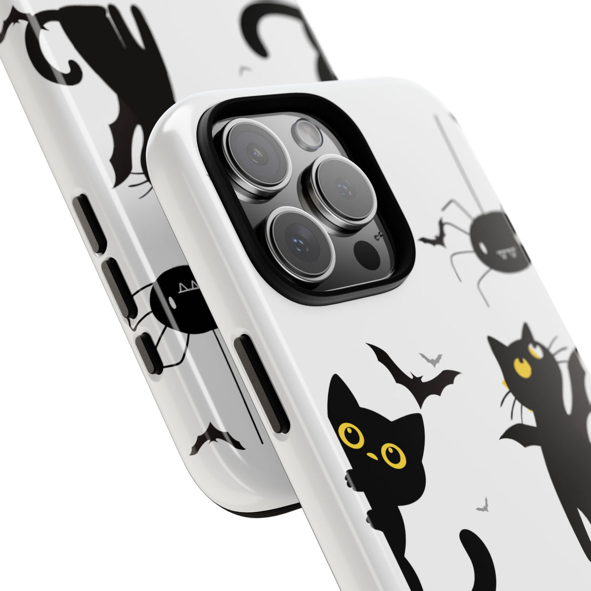 Cute Black Cats Halloween Phone Case - Spooky Bat & Spider iPhone Cover