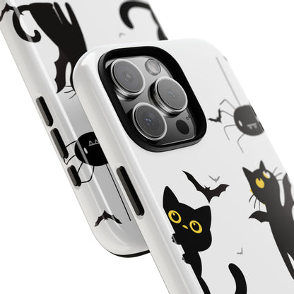 Cute Black Cats Halloween Phone Case - Spooky Bat & Spider iPhone Cover