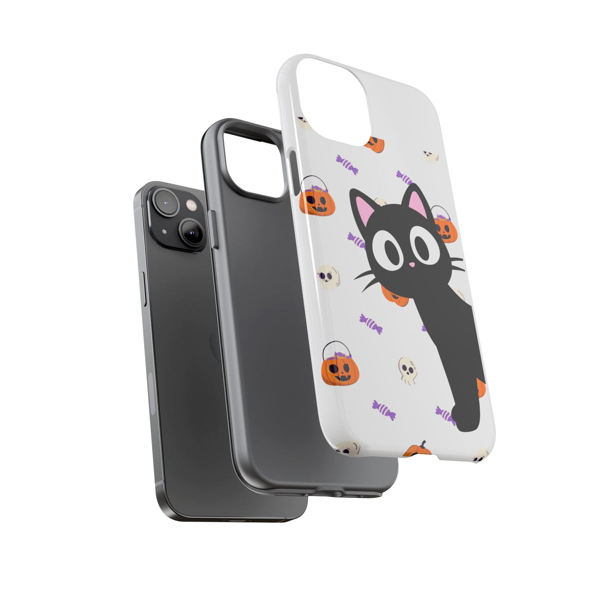 Halloween Black Cat Phone Case — Cute Trick-or-Treat Pattern Tough Case