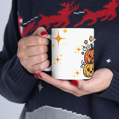 Cute Halloween Ghost & Pumpkins Ceramic Mug (11oz/15oz)