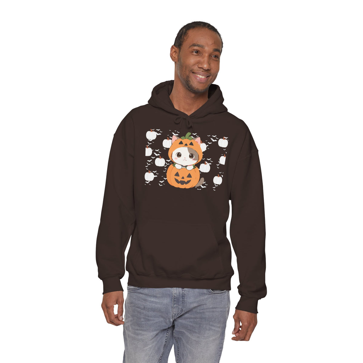 Halloween Pumpkin Cat Hoodie — Cute Jack-O'-Lantern Kitten Sweatshirt