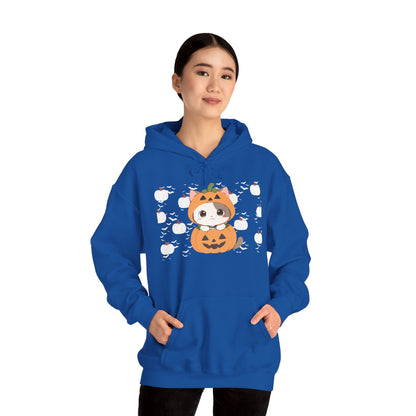 Halloween Pumpkin Cat Hoodie — Cute Jack-O'-Lantern Kitten Sweatshirt