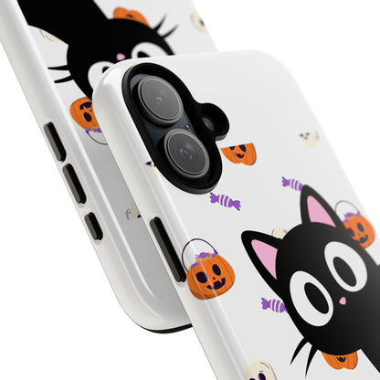 Halloween Black Cat Phone Case — Cute Trick-or-Treat Pattern Tough Case