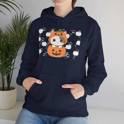 Halloween Pumpkin Cat Hoodie — Cute Jack-O'-Lantern Kitten Sweatshirt