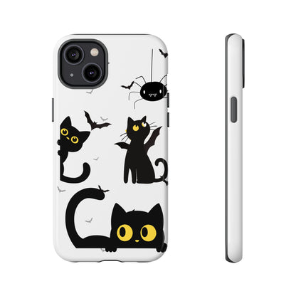 Cute Black Cats Halloween Phone Case - Spooky Bat & Spider iPhone Cover