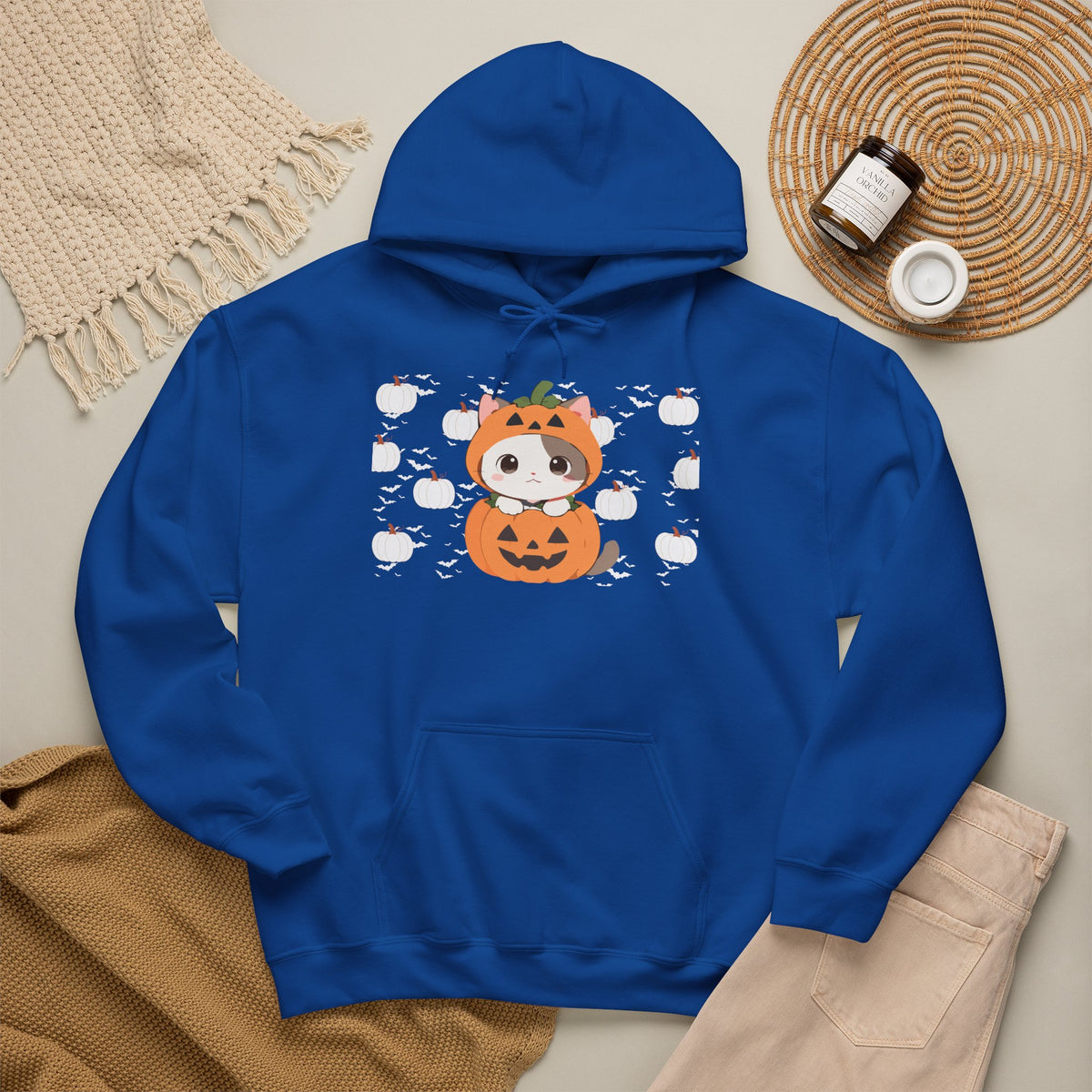 Halloween Pumpkin Cat Hoodie — Cute Jack-O'-Lantern Kitten Sweatshirt