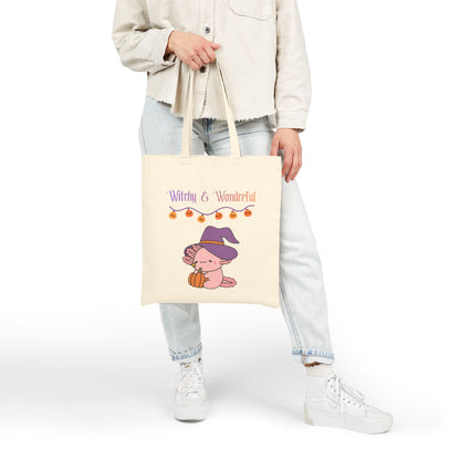 Halloween Pumpkin Tote Bag — "Boo!" & "Witchy & Wonderful" Cotton Canvas Tote