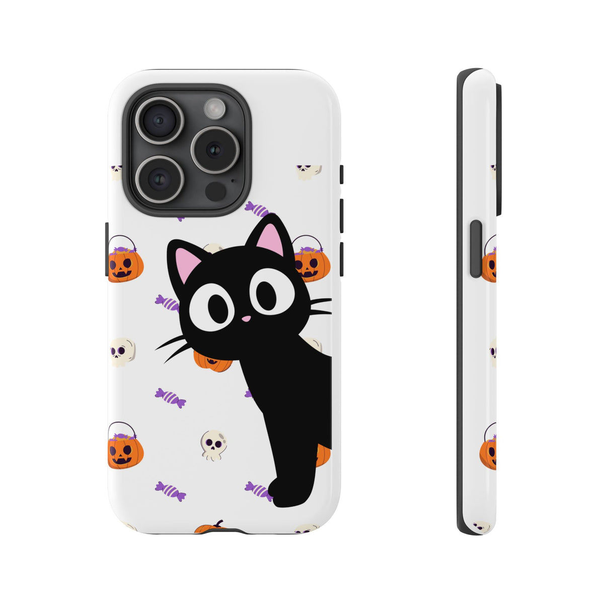 Halloween Black Cat Phone Case — Cute Trick-or-Treat Pattern Tough Case