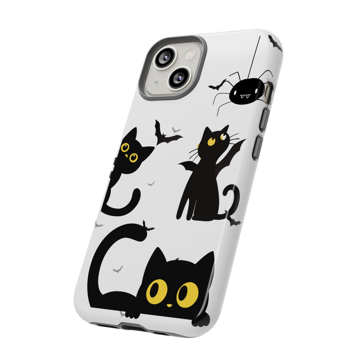 Cute Black Cats Halloween Phone Case - Spooky Bat & Spider iPhone Cover