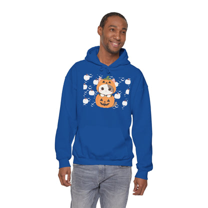 Halloween Pumpkin Cat Hoodie — Cute Jack-O'-Lantern Kitten Sweatshirt