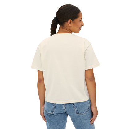 Cute Cat Bubble Tea Boxy Tee — Kawaii Heart Graphic Women's Crop T‑Shirt